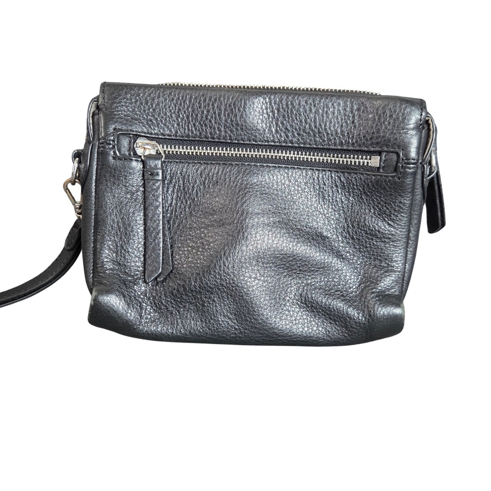 Vince Camuto Black Pebbled Leather Wristlet Clutch Multi Zip Purse